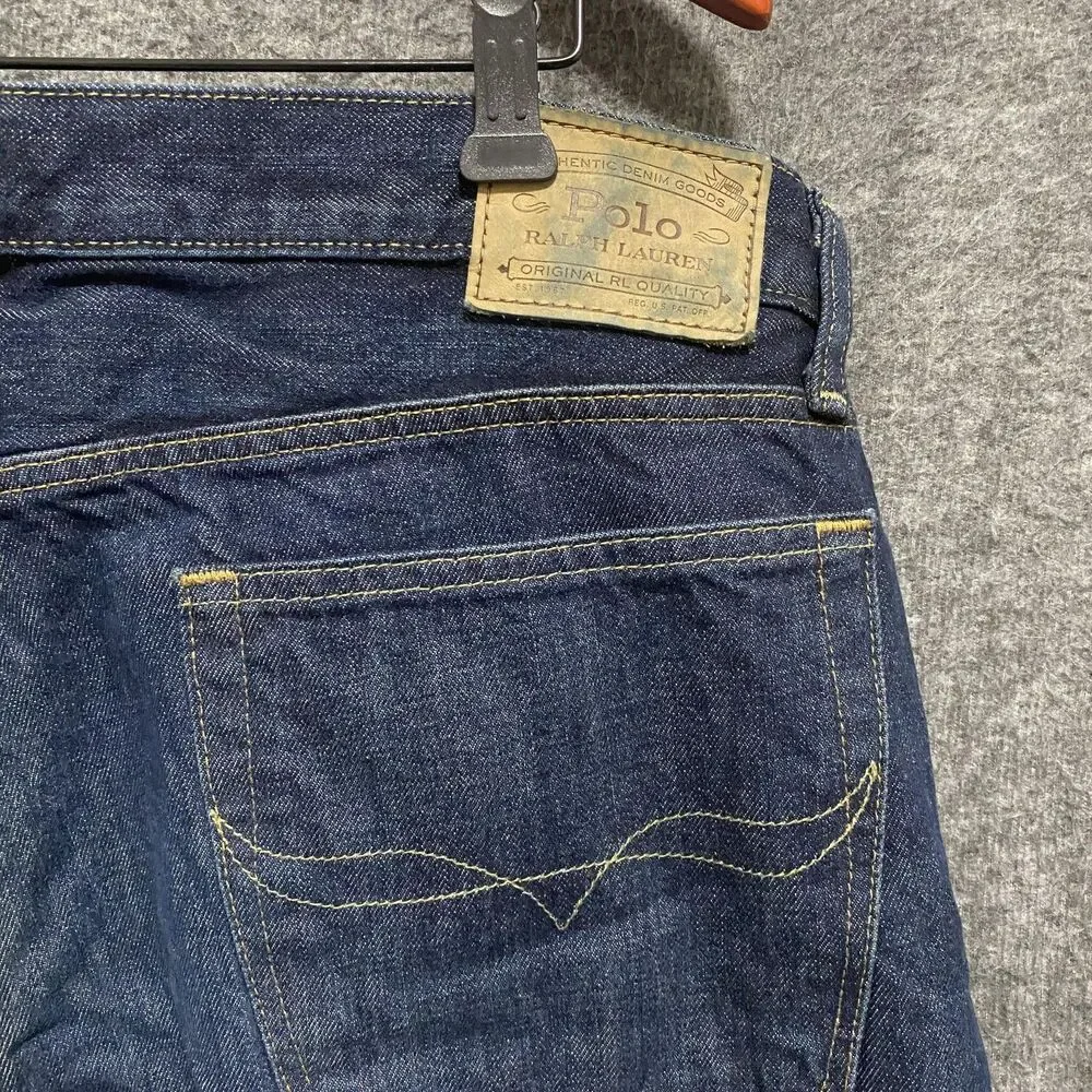Polo Ralph Lauren Hampton Relaxed Straight Jeans Mens 36x34 Blue Dark Wash Denim